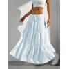 imageVerdusa Womens Flowy Flared Ruffle Boho Long Skirt Summer Maxi SkirtBlue