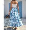 imageVerdusa Womens Flowy Flared Ruffle Boho Long Skirt Summer Maxi SkirtBlue and White