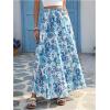 imageVerdusa Womens Flowy Flared Ruffle Boho Long Skirt Summer Maxi SkirtBlue and White