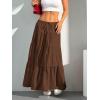 imageVerdusa Womens Flowy Flared Ruffle Boho Long Skirt Summer Maxi SkirtBrown