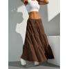 imageVerdusa Womens Flowy Flared Ruffle Boho Long Skirt Summer Maxi SkirtBrown