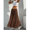 imageVerdusa Womens Flowy Flared Ruffle Boho Long Skirt Summer Maxi SkirtBrown