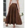 imageVerdusa Womens Flowy Flared Ruffle Boho Long Skirt Summer Maxi SkirtBrown