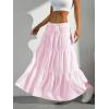 imageVerdusa Womens Flowy Flared Ruffle Boho Long Skirt Summer Maxi SkirtLight Pink