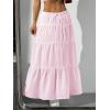 imageVerdusa Womens Flowy Flared Ruffle Boho Long Skirt Summer Maxi SkirtLight Pink