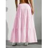 imageVerdusa Womens Flowy Flared Ruffle Boho Long Skirt Summer Maxi SkirtLight Pink