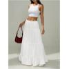imageVerdusa Womens Flowy Flared Ruffle Boho Long Skirt Summer Maxi SkirtLily White