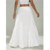 imageVerdusa Womens Flowy Flared Ruffle Boho Long Skirt Summer Maxi SkirtLily White