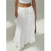 imageVerdusa Womens Flowy Flared Ruffle Boho Long Skirt Summer Maxi SkirtLily White
