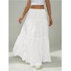 imageVerdusa Womens Flowy Flared Ruffle Boho Long Skirt Summer Maxi SkirtLily White