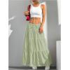 imageVerdusa Womens Flowy Flared Ruffle Boho Long Skirt Summer Maxi SkirtMint Green