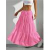imageVerdusa Womens Flowy Flared Ruffle Boho Long Skirt Summer Maxi SkirtPink