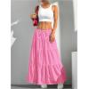 imageVerdusa Womens Flowy Flared Ruffle Boho Long Skirt Summer Maxi SkirtPink