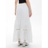imageVerdusa Womens Flowy Flared Ruffle Boho Long Skirt Summer Maxi SkirtPure White