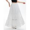 imageVerdusa Womens Flowy Flared Ruffle Boho Long Skirt Summer Maxi SkirtPure White