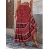 imageVerdusa Womens Flowy Flared Ruffle Boho Long Skirt Summer Maxi SkirtRedwood