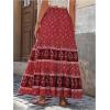 imageVerdusa Womens Flowy Flared Ruffle Boho Long Skirt Summer Maxi SkirtRedwood