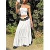 imageVerdusa Womens Flowy Flared Ruffle Boho Long Skirt Summer Maxi SkirtRuffle White