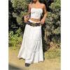 imageVerdusa Womens Flowy Flared Ruffle Boho Long Skirt Summer Maxi SkirtRuffle White