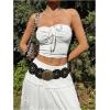 imageVerdusa Womens Flowy Flared Ruffle Boho Long Skirt Summer Maxi SkirtRuffle White