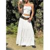 imageVerdusa Womens Flowy Flared Ruffle Boho Long Skirt Summer Maxi SkirtRuffle White
