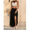 imageVerdusa Womens Flowy Flared Ruffle Boho Long Skirt Summer Maxi SkirtSolid Black
