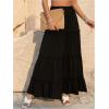 imageVerdusa Womens Flowy Flared Ruffle Boho Long Skirt Summer Maxi SkirtSolid Black