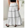 imageVerdusa Womens Flowy Flared Ruffle Boho Long Skirt Summer Maxi SkirtWavy White