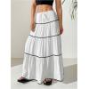 imageVerdusa Womens Flowy Flared Ruffle Boho Long Skirt Summer Maxi SkirtWavy White