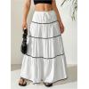imageVerdusa Womens Flowy Flared Ruffle Boho Long Skirt Summer Maxi SkirtWavy White