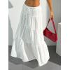 imageVerdusa Womens Flowy Flared Ruffle Boho Long Skirt Summer Maxi SkirtWhite