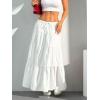 imageVerdusa Womens Flowy Flared Ruffle Boho Long Skirt Summer Maxi SkirtWhite