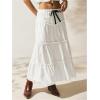 imageVerdusa Womens Flowy Flared Ruffle Boho Long Skirt Summer Maxi SkirtWhite Black