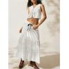 imageVerdusa Womens Flowy Flared Ruffle Boho Long Skirt Summer Maxi SkirtWhite Black