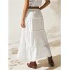 imageVerdusa Womens Flowy Flared Ruffle Boho Long Skirt Summer Maxi SkirtWhite Black