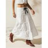 imageVerdusa Womens Flowy Flared Ruffle Boho Long Skirt Summer Maxi SkirtWhite Black