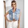 imageVerdusa Womens Fringe Raw Trim Sleeveless Denim Vest Jean Jacket CoatLight Wash Blue