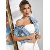 imageVerdusa Womens Fringe Raw Trim Sleeveless Denim Vest Jean Jacket CoatLight Wash Blue