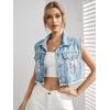 imageVerdusa Womens Fringe Raw Trim Sleeveless Denim Vest Jean Jacket CoatLight Wash Blue