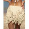 imageVerdusa Womens Fringe Trim Hollow Out Crochet Short Skirt Cover UpApricot