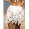 imageVerdusa Womens Fringe Trim Hollow Out Crochet Short Skirt Cover UpWhite