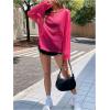 imageVerdusa Womens Glitter Mesh See Through Top Long Sleeve Oversized Tee ShirtHot Pink