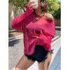imageVerdusa Womens Glitter Mesh See Through Top Long Sleeve Oversized Tee ShirtHot Pink