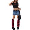 imageVerdusa Womens Graphic Tee Embroidery Vintage Top Contrast Trim Ribbed Round Neck T ShirtBlack