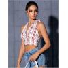 imageVerdusa Womens Hippie Costume Outfit 70s Halter Top Whimsigoth Backless Crop Tops Sleeveless Disco Tank ShirtApricot