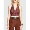 imageVerdusa Womens Hippie Costume Outfit 70s Halter Top Whimsigoth Backless Crop Tops Sleeveless Disco Tank ShirtCoral Orange