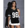 imageVerdusa Womens Jersey Shirts for Women Graphic Number Shirt Soccer Jersey Summer Oversized T Shirts TopsBlack