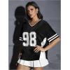 imageVerdusa Womens Jersey Shirts for Women Graphic Number Shirt Soccer Jersey Summer Oversized T Shirts TopsBlack