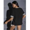 imageVerdusa Womens Jersey Shirts for Women Graphic Number Shirt Soccer Jersey Summer Oversized T Shirts TopsBlack