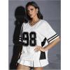 imageVerdusa Womens Jersey Shirts for Women Graphic Number Shirt Soccer Jersey Summer Oversized T Shirts TopsBlack and White